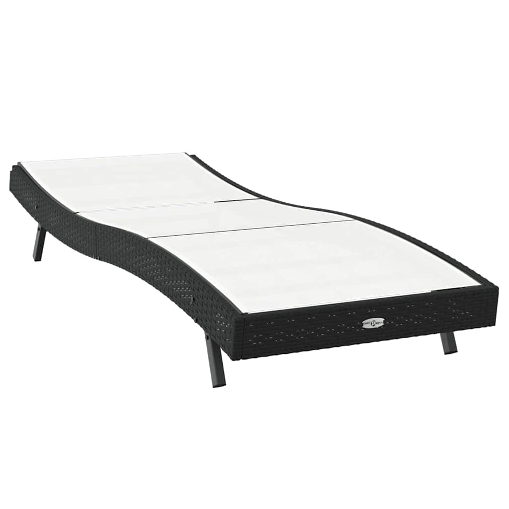 vidaXL Sonnenliege Schwarz und Weiß 197 x 70 x 82 cm Poly-Rattan