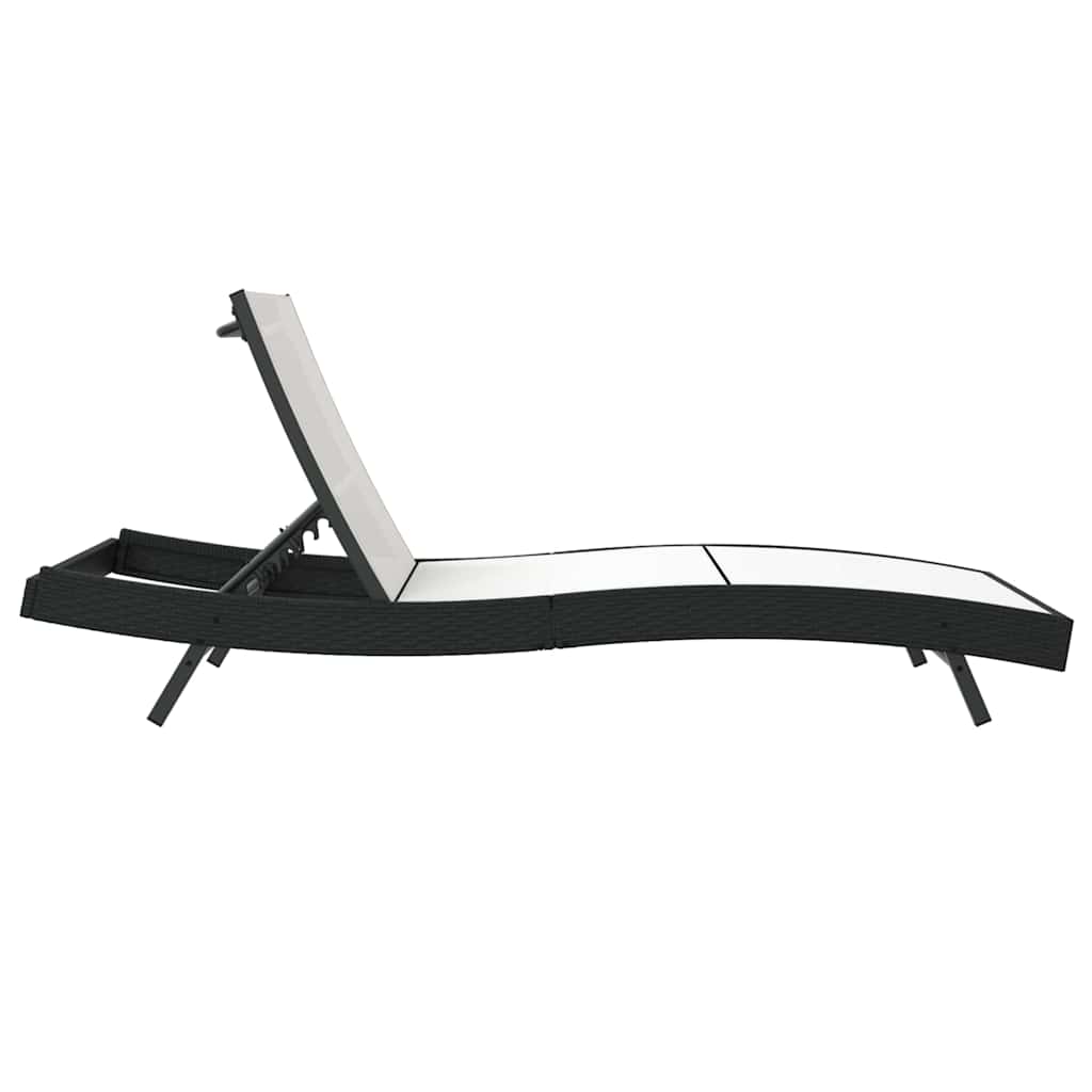 vidaXL Sonnenliege Schwarz und Weiß 197 x 70 x 82 cm Poly-Rattan