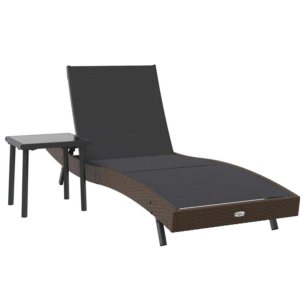 vidaXL Sonnenliege 2 pcs Schwarz und Braun Poly-Rattan