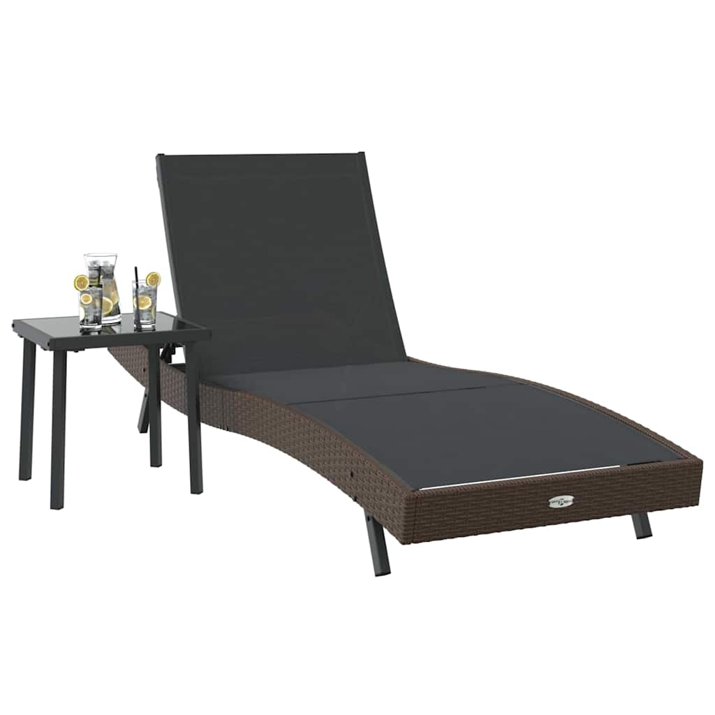 vidaXL Sonnenliege 2 pcs Schwarz und Braun Poly-Rattan