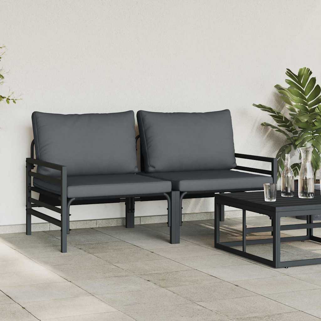 vidaXL Gartenmöbel mit Kissen 2 Stück Anthrazit 80 x 80 x 71 cm Stahl