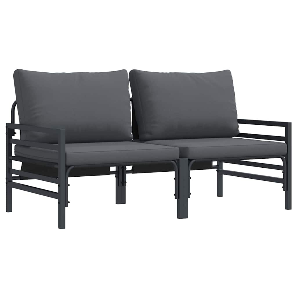 vidaXL Gartenmöbel mit Kissen 2 Stück Anthrazit 80 x 80 x 71 cm Stahl