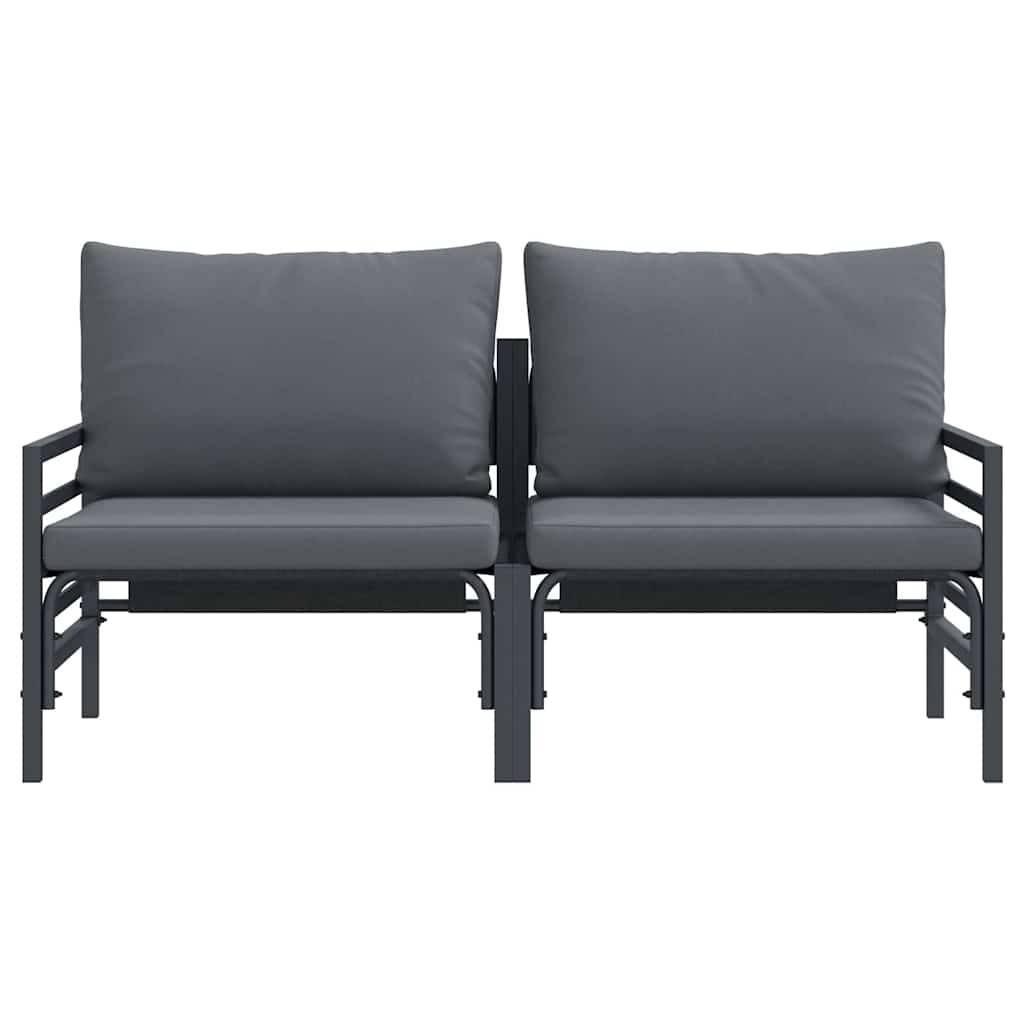 vidaXL Gartenmöbel mit Kissen 2 Stück Anthrazit 80 x 80 x 71 cm Stahl