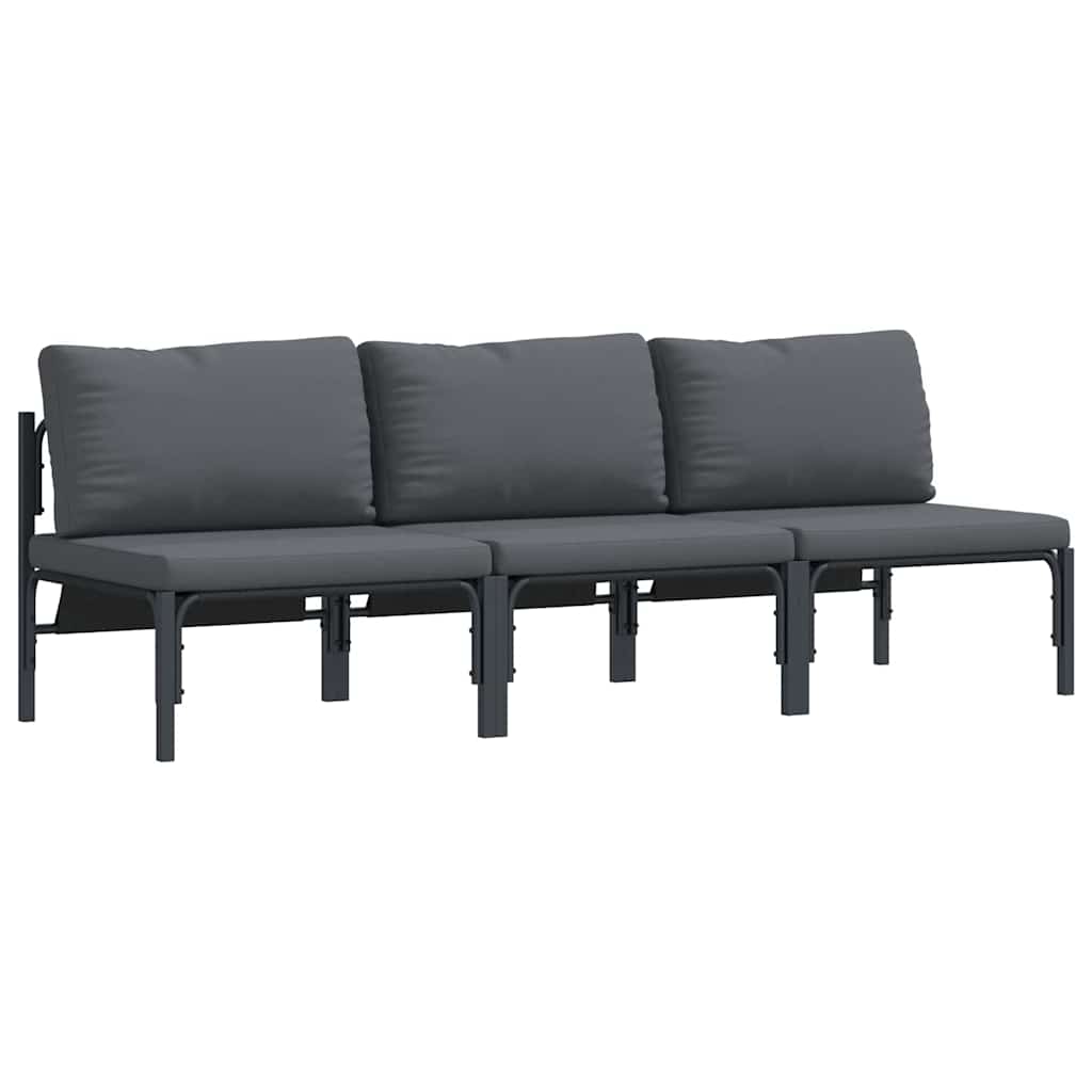 vidaXL Gartenmöbel mit Kissen 3 Stück Anthrazit 80 x 80 x 71 cm Stahl