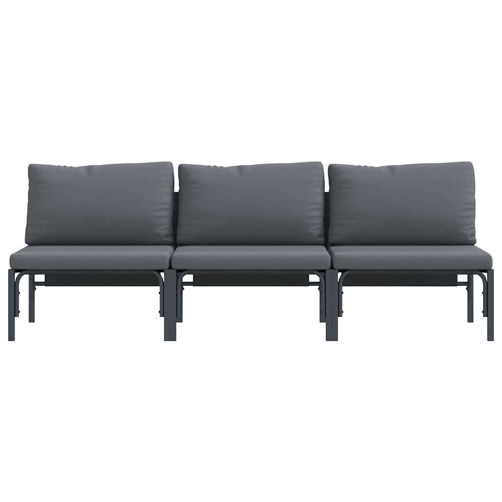 vidaXL Gartenmöbel mit Kissen 3 Stück Anthrazit 80 x 80 x 71 cm Stahl