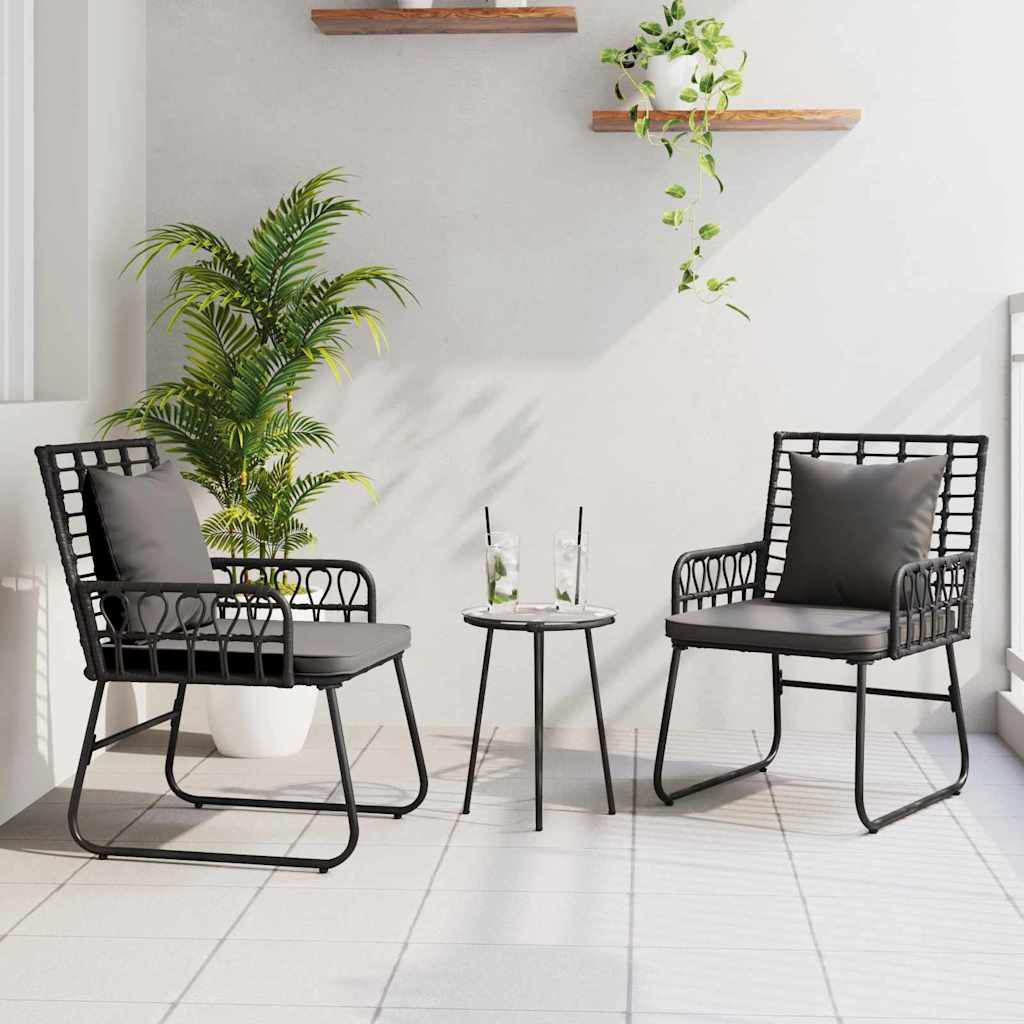 vidaXL Garten Essgruppe 3 pcs Schwarz und Anthrazit Poly-Rattan
