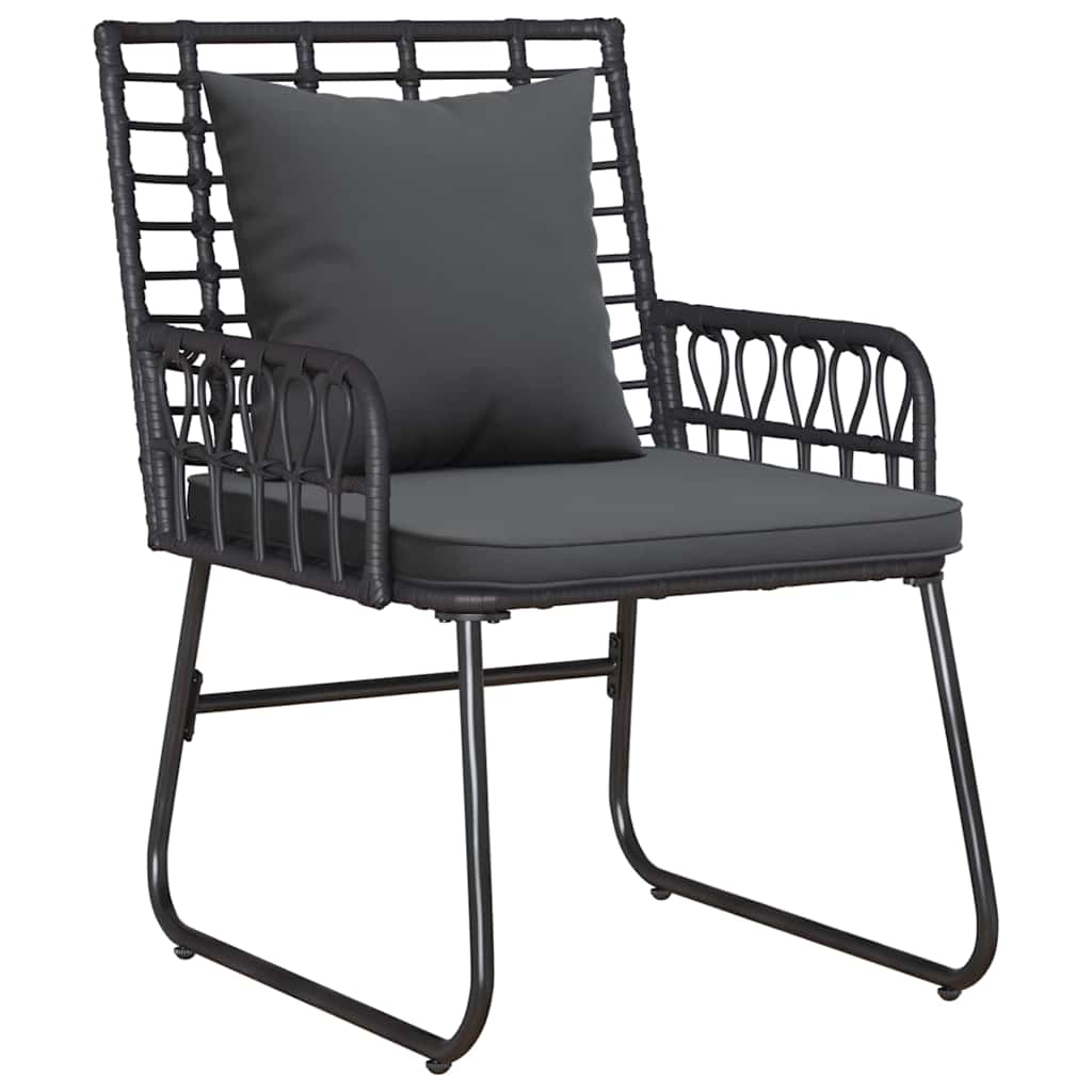 vidaXL Garten Essgruppe 3 pcs Schwarz und Anthrazit Poly-Rattan