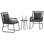 vidaXL Garten Essgruppe 3 pcs Schwarz und Anthrazit Poly-Rattan