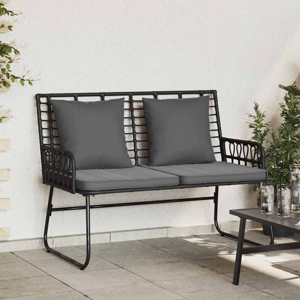 vidaXL Gartenbank Schwarz und Anthrazit Poly-Rattan