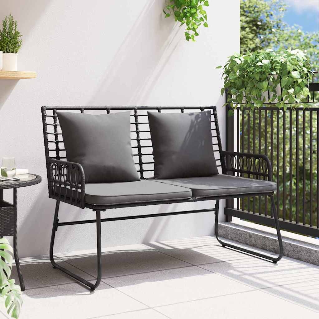 vidaXL Gartenbank Schwarz und Anthrazit Poly-Rattan