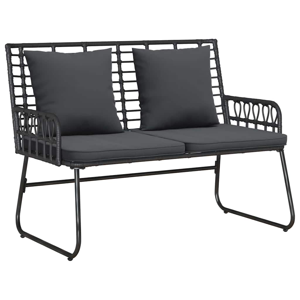 vidaXL Gartenbank Schwarz und Anthrazit Poly-Rattan