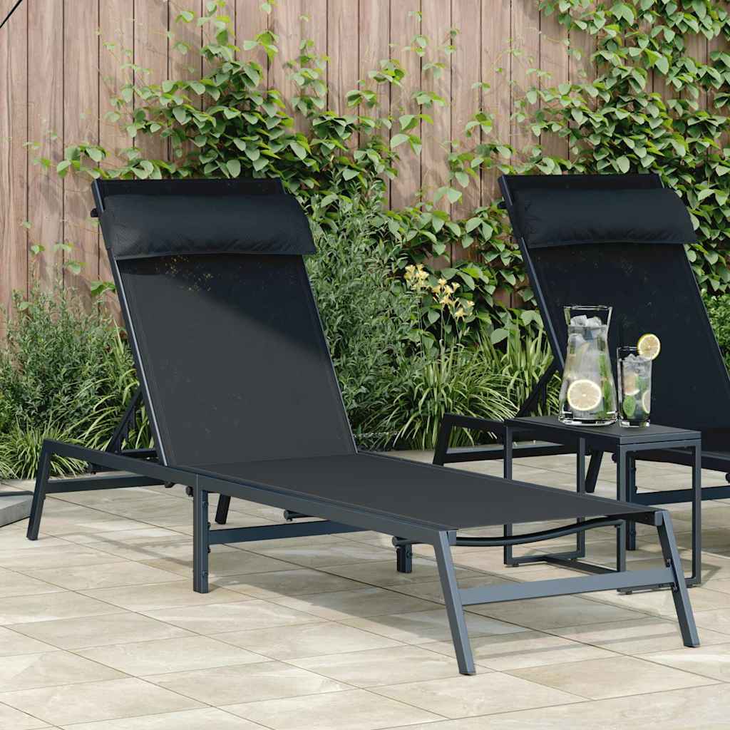 vidaXL Sonnenliege Schwarz und Anthrazit 197 x 54 x 86 cm Stahl