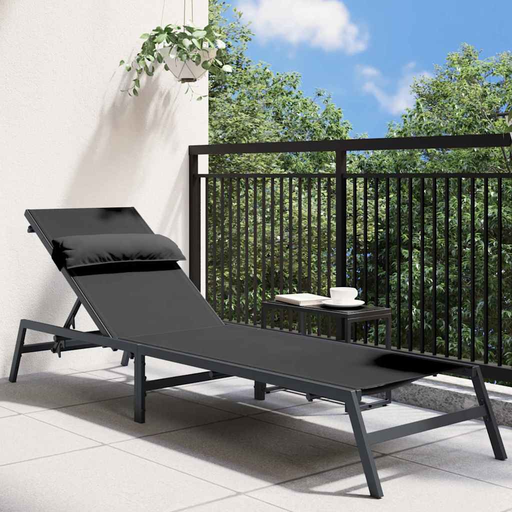 vidaXL Sonnenliege Schwarz und Anthrazit 197 x 54 x 86 cm Stahl