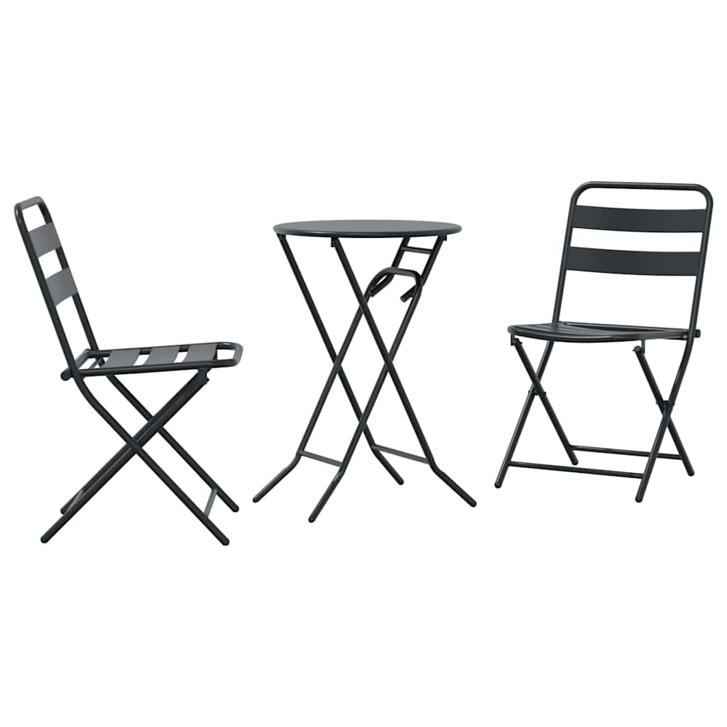 vidaXL Garten Bistro Set 3 pcs Anthrazit Stahl