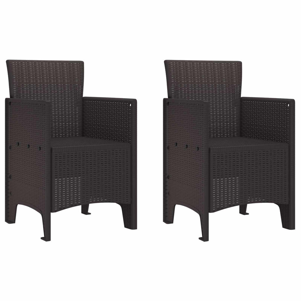 vidaXL Gartenstuhl mit Kissen 2 pcs Braun 53 x 49 x 85 cm Polypropylen