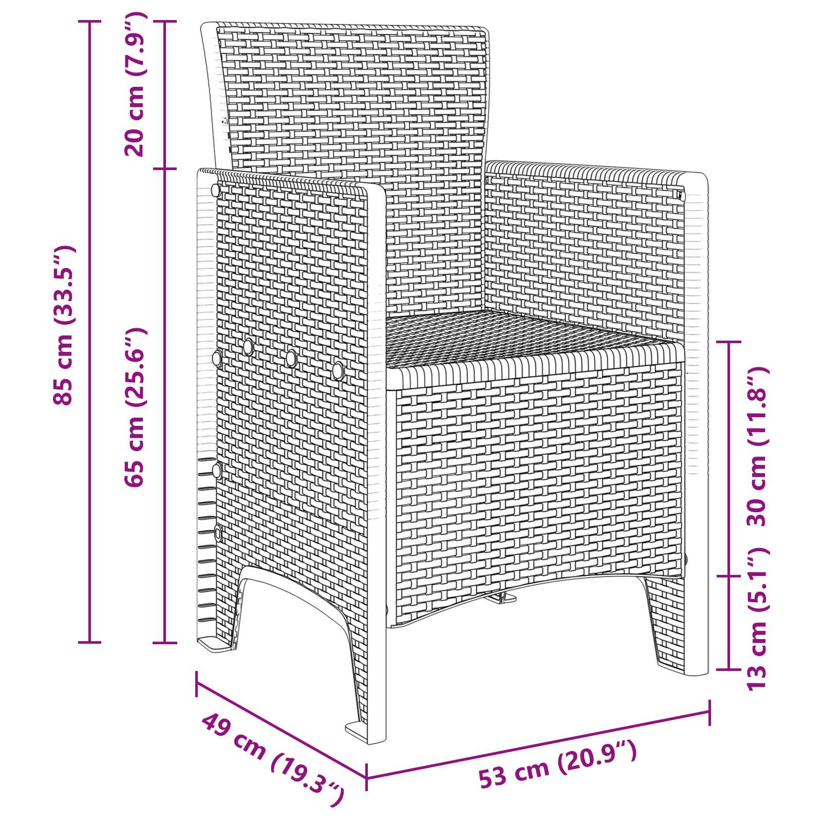 vidaXL Gartenstuhl 4 pcs Anthrazit 53 x 49 x 85 cm Polypropylen