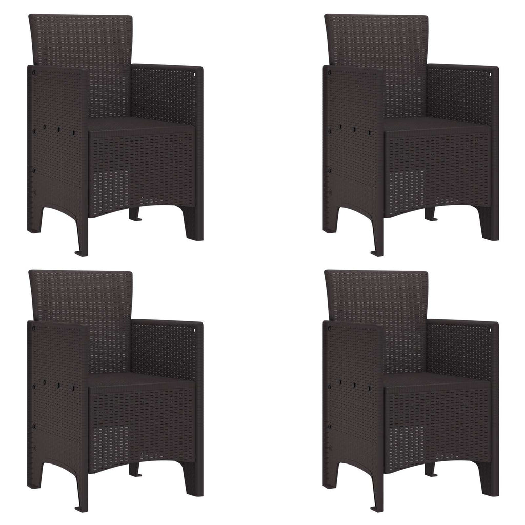 vidaXL Gartenstuhl mit Kissen 4 pcs Braun 53 x 49 x 85 cm Polypropylen