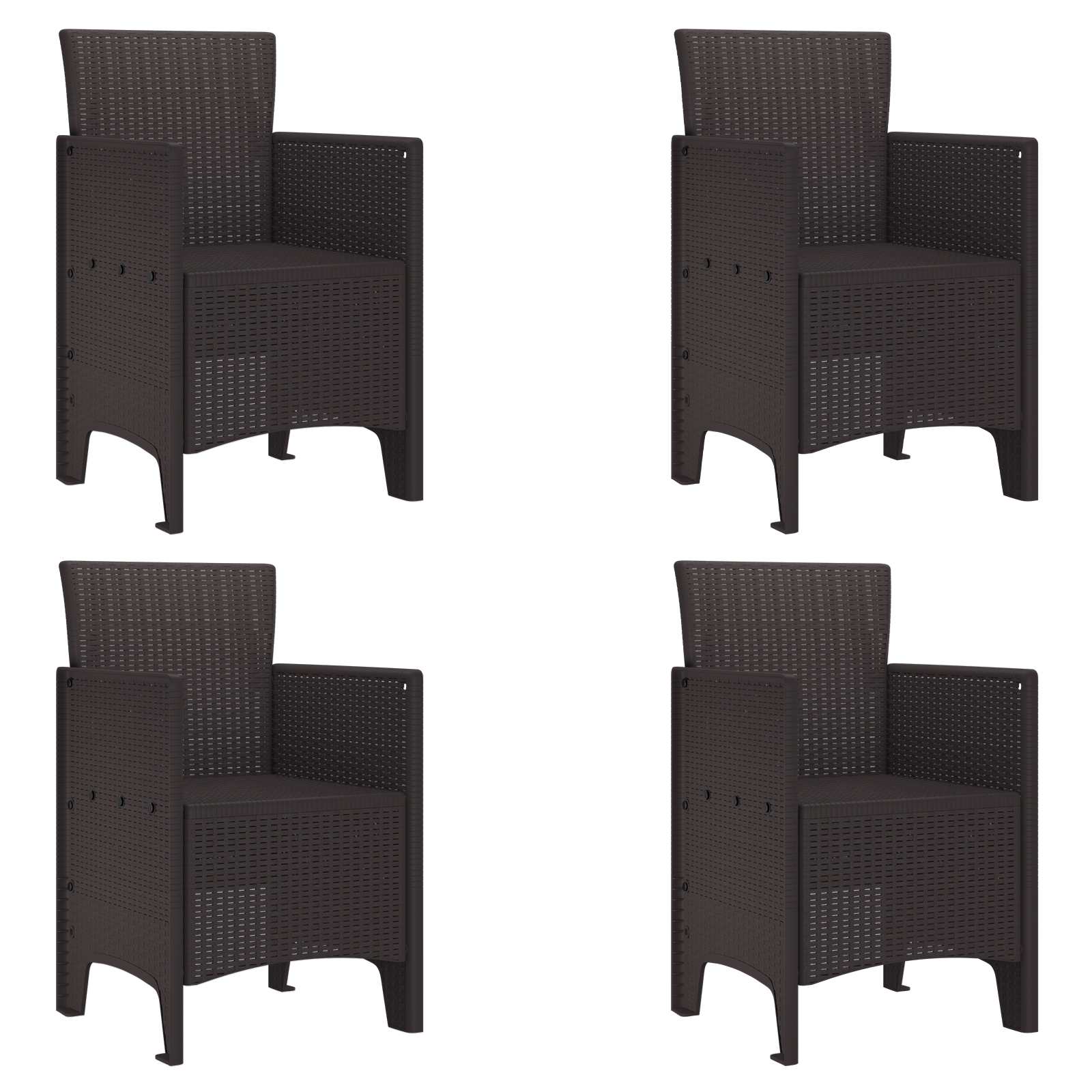 vidaXL Gartenstuhl mit Kissen 4 pcs Braun 53 x 49 x 85 cm Polypropylen