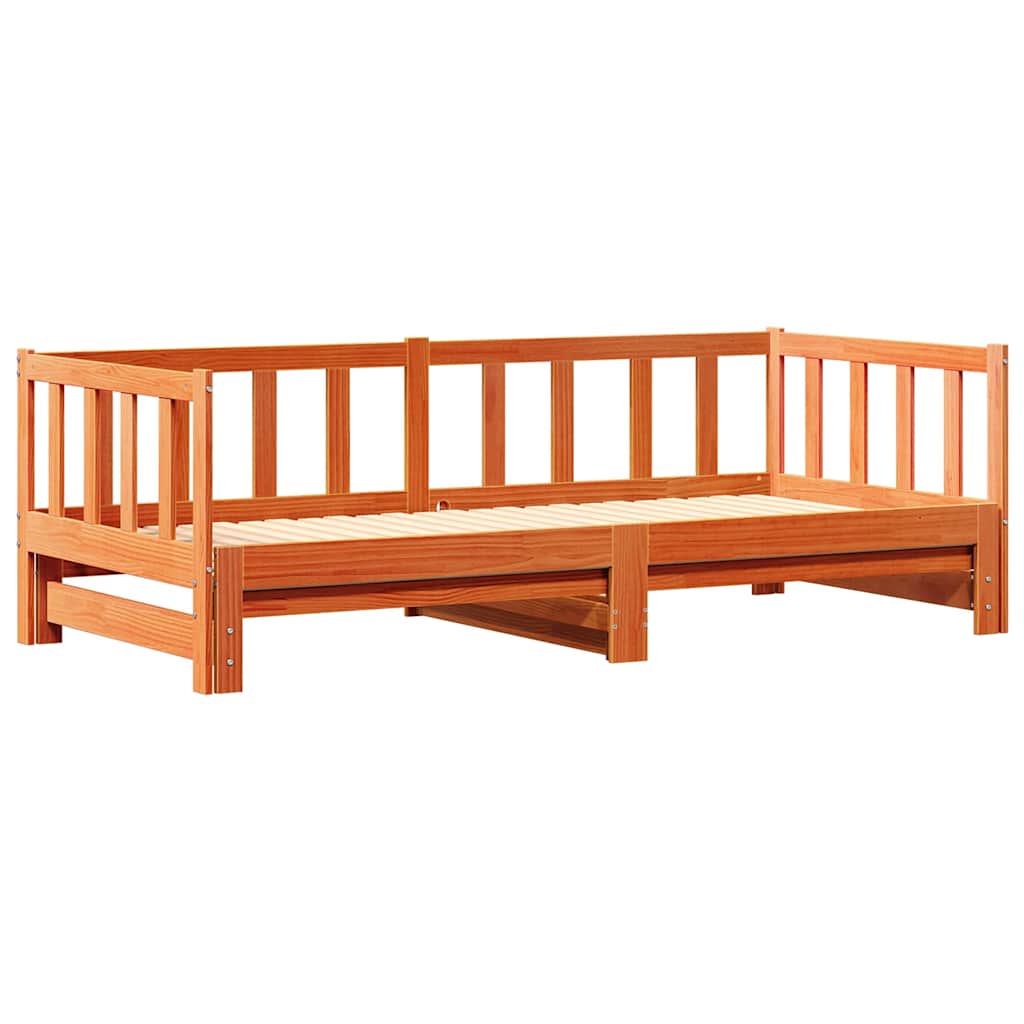vidaXL Tagesbett mit Ausziehbett Wachsbraun 203,5 x 184 x 66 cm