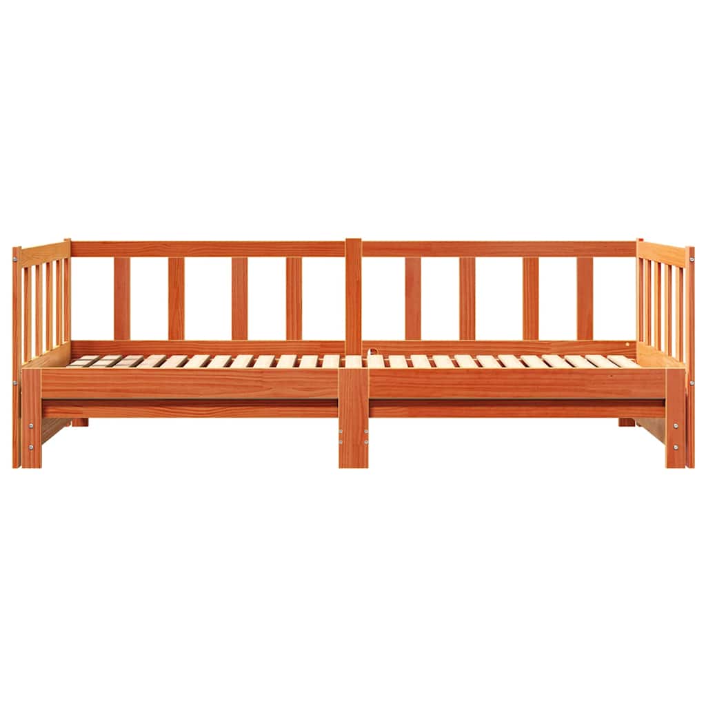 vidaXL Ausziehbares Tagesbett Wachsbraun 203,5 x 164 x 66 cm