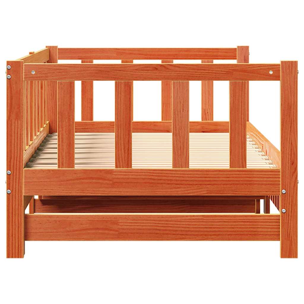 vidaXL Ausziehbares Tagesbett Wachsbraun 203,5 x 164 x 66 cm