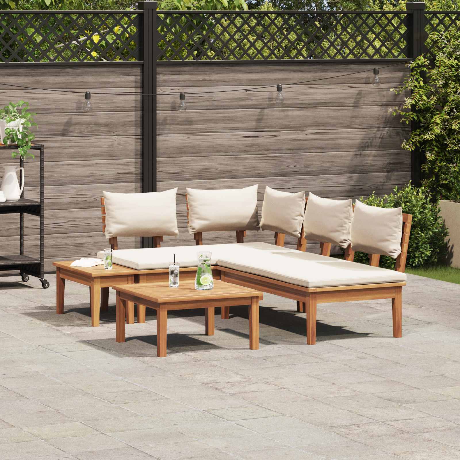 vidaXL Gartensofa-set 4 pcs Braun und Creme