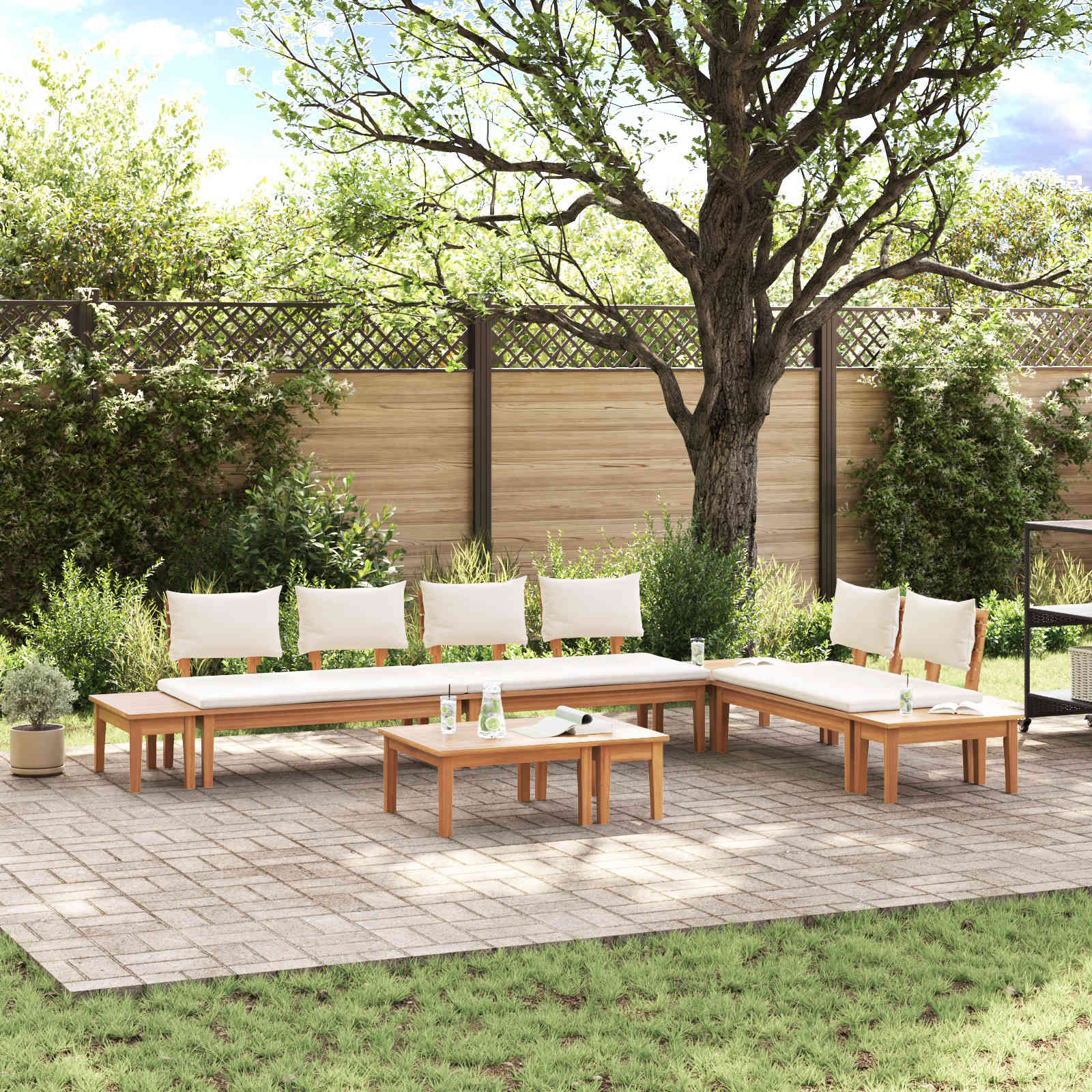vidaXL Gartensofa-set 5 pcs Braun und Creme