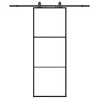 vidaXL Schiebetür mit Beschlag Schwarz 76x205 cm ESG-Glas