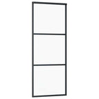 vidaXL Schiebetür mit Beschlag Schwarz 76x205 cm ESG-Glas