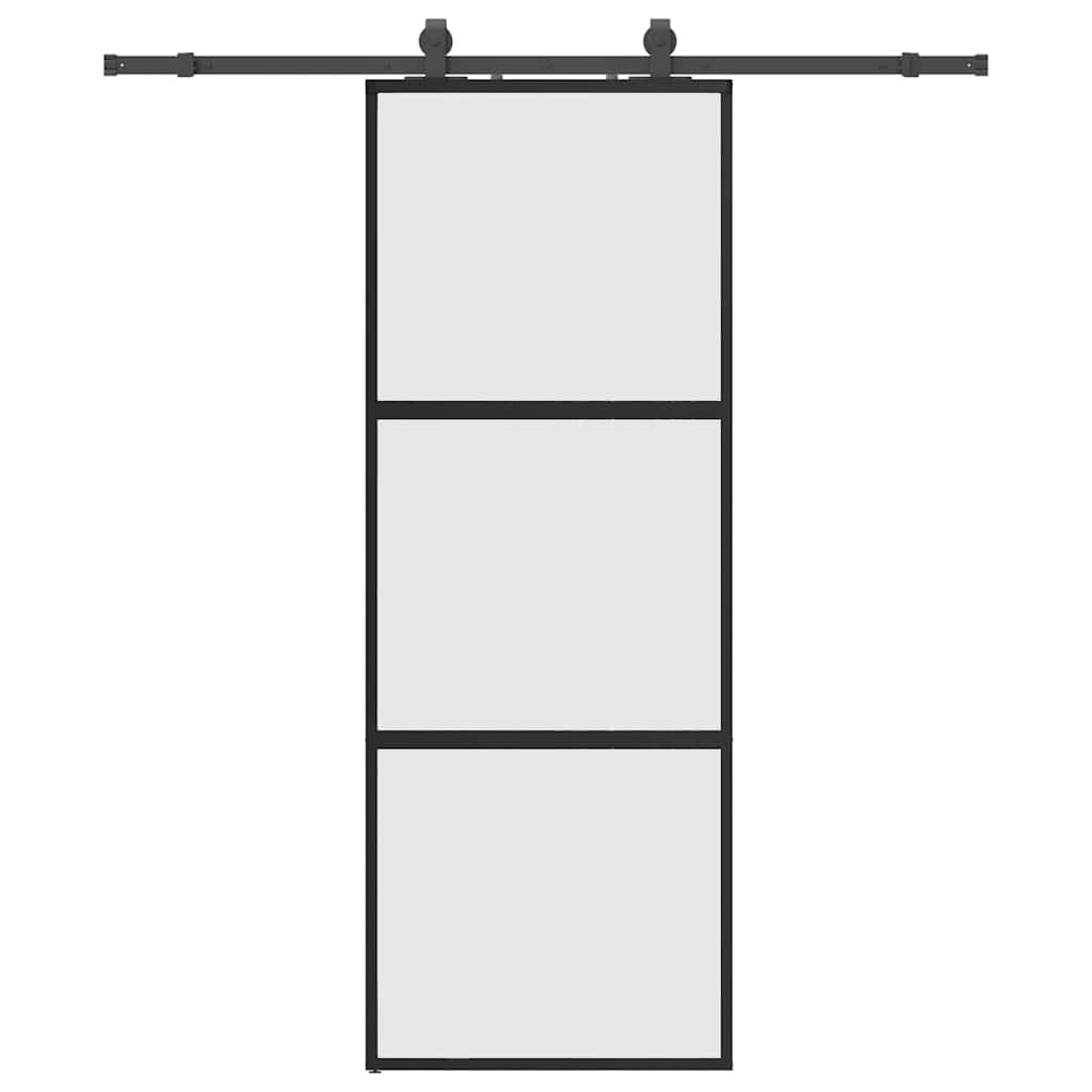 vidaXL Schiebetür mit Beschlag Schwarz 76x205 cm Hartglas