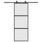 vidaXL Schiebetür mit Beschlag Schwarz 76x205 cm Hartglas