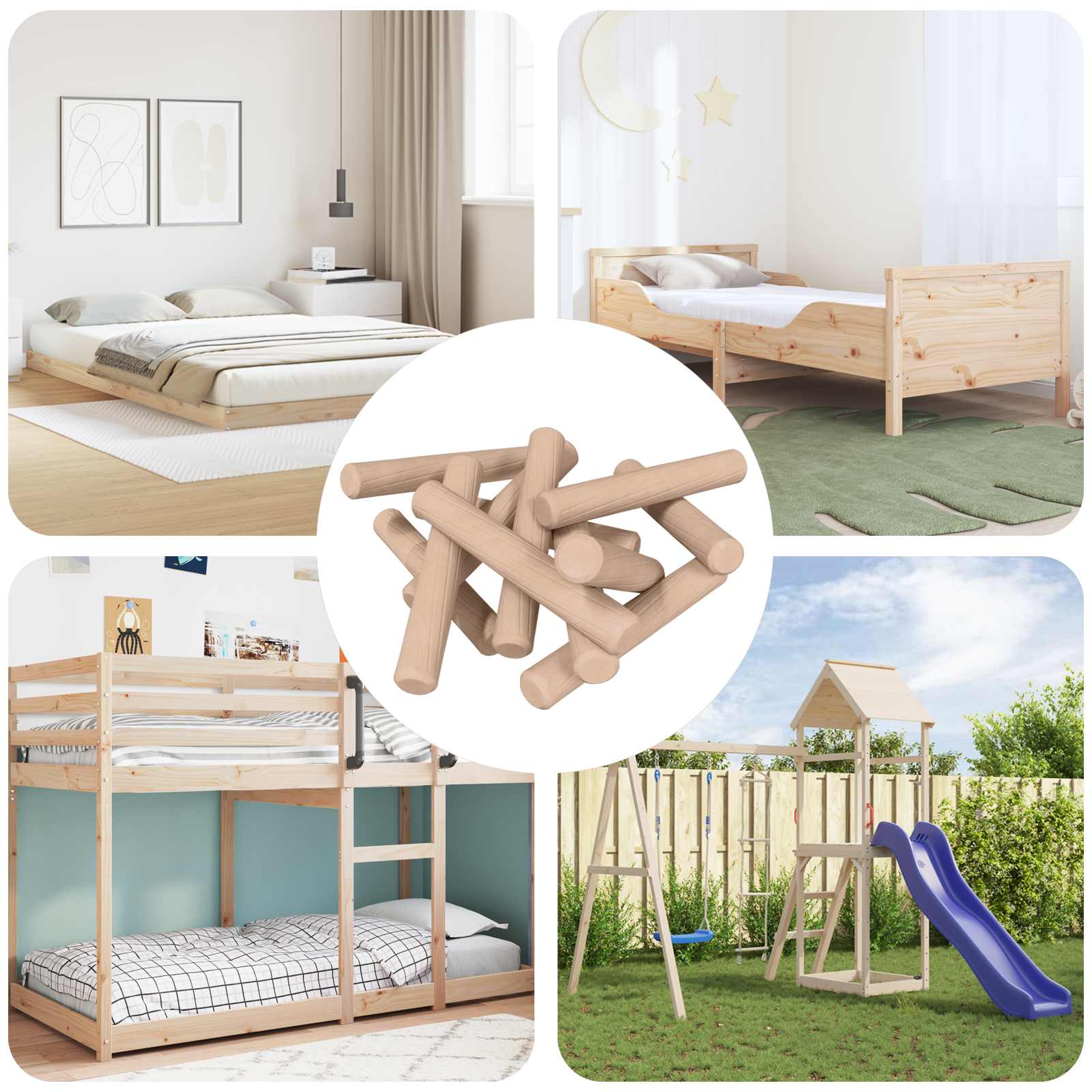 vidaXL Holzdübel 24000 pcs Braun Massivholz