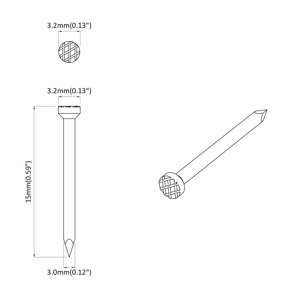 vidaXL Nägel für Holz 12 pcs Silber Ø 3 x 15 mm Metall