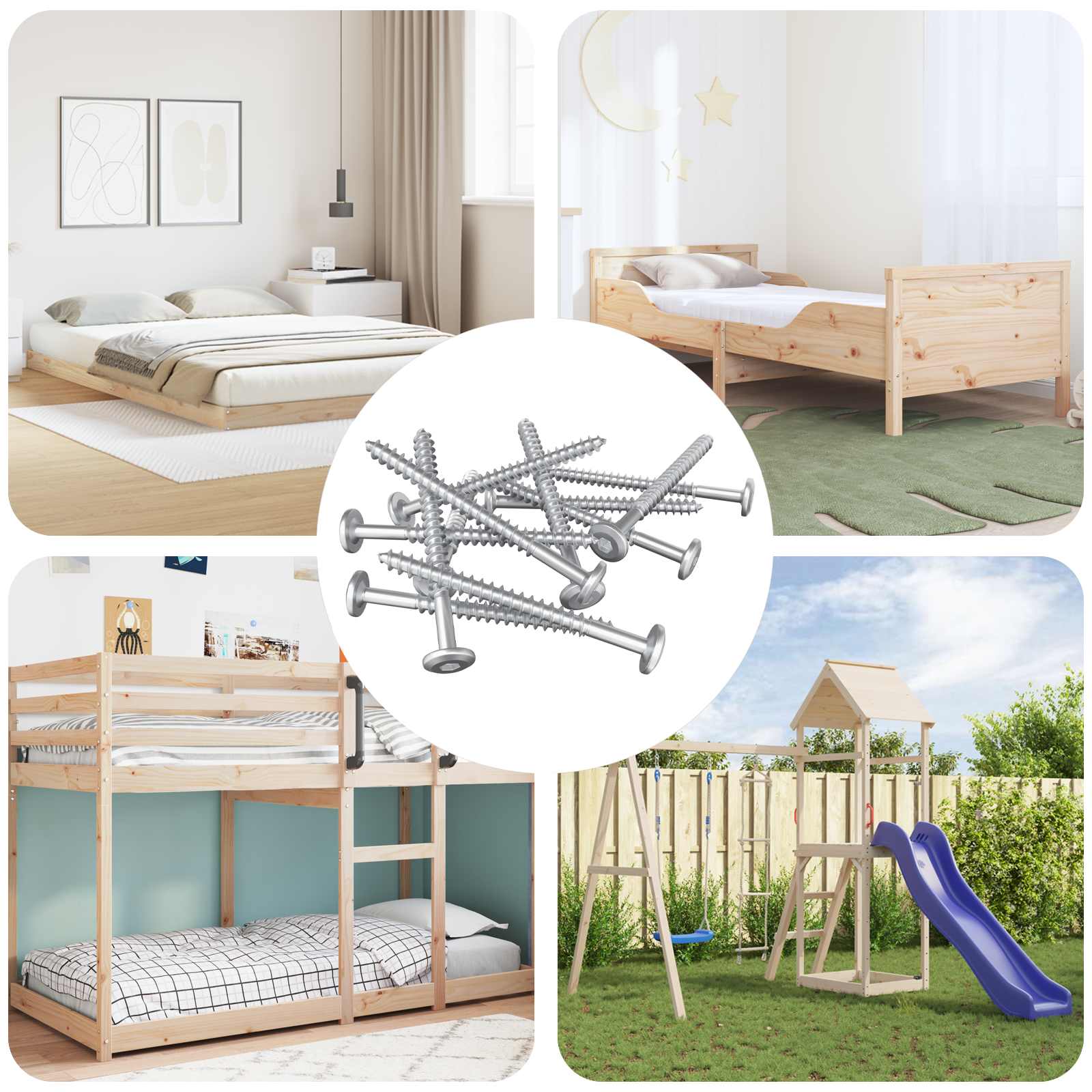 vidaXL Holzschrauben 1900 pcs Silber Stahl