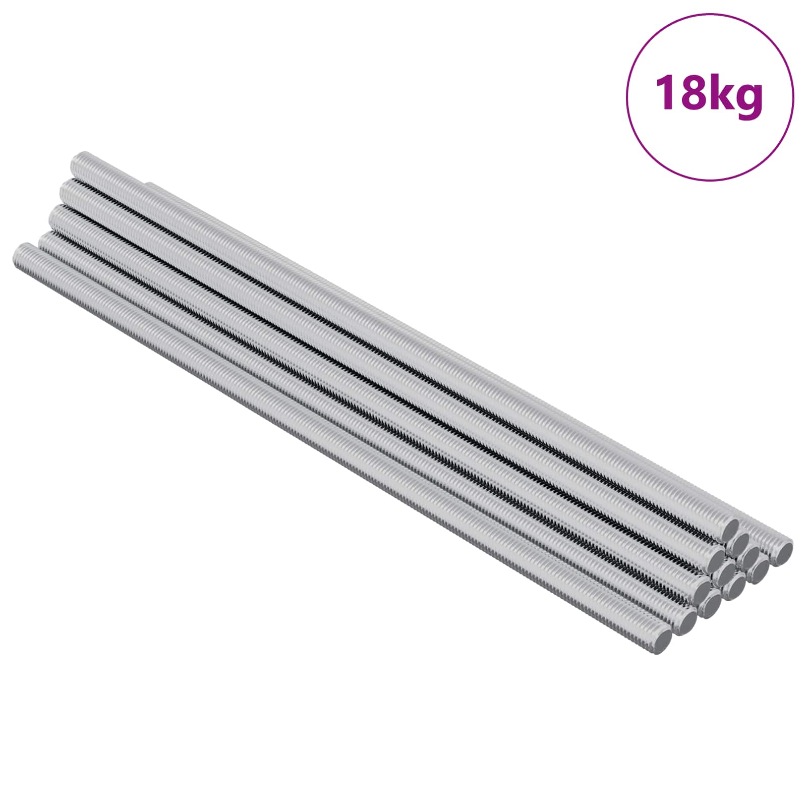 vidaXL Gewindestange 600 pcs Silber Stahl