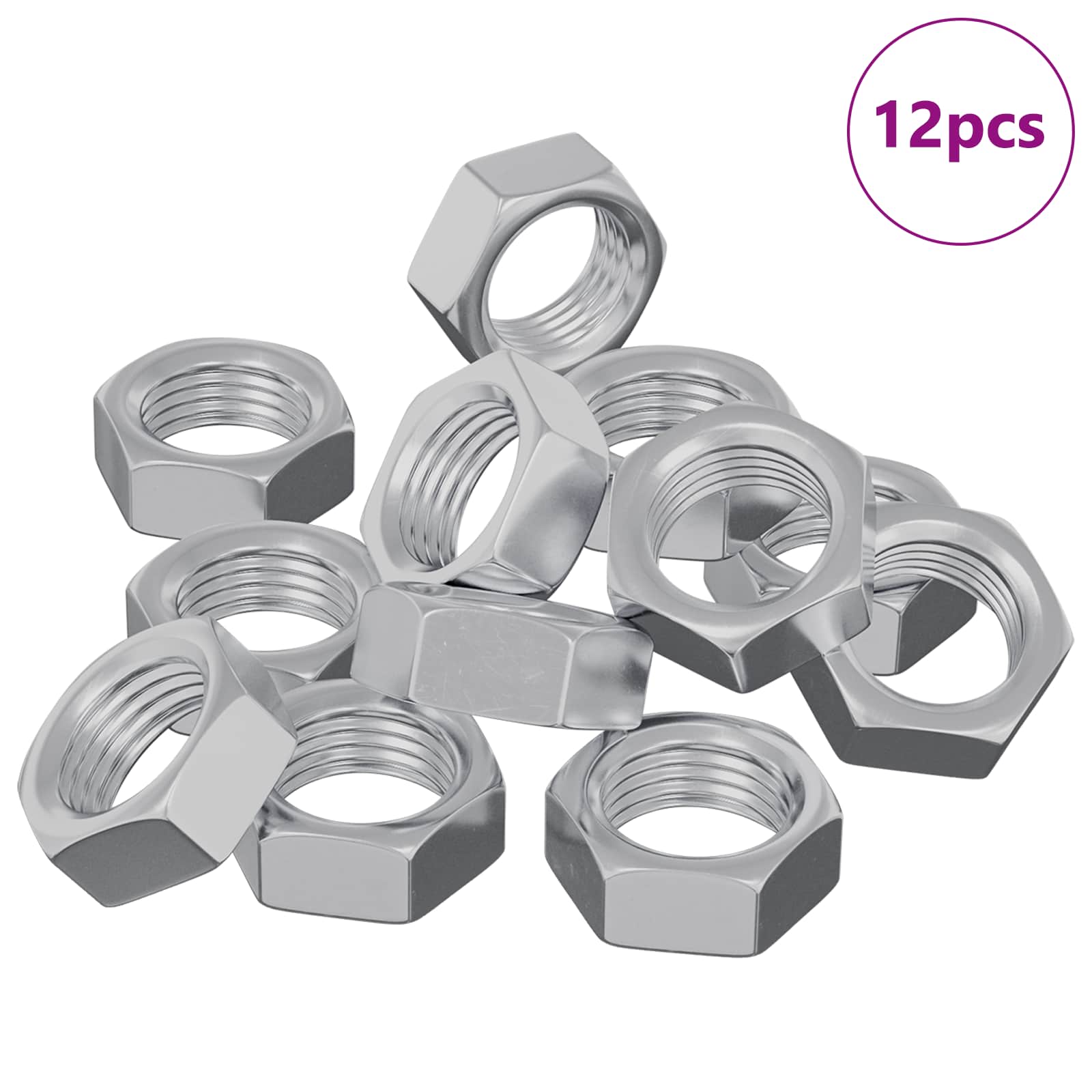 vidaXL Sechskantmutter 12 pcs Silber M6 Metall