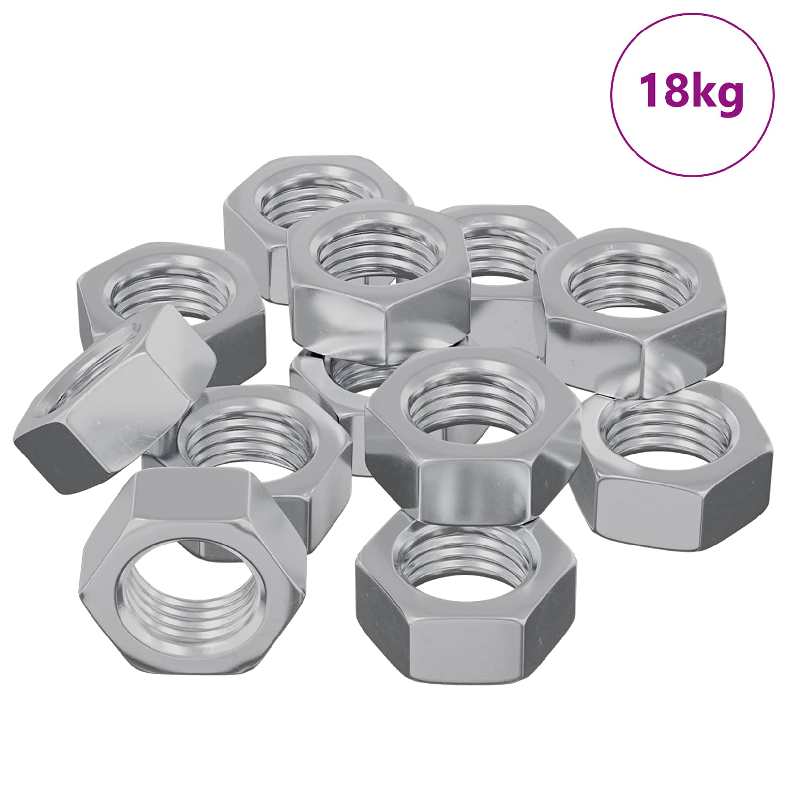 vidaXL Sechskantmutter 9000 pcs Silber Metall