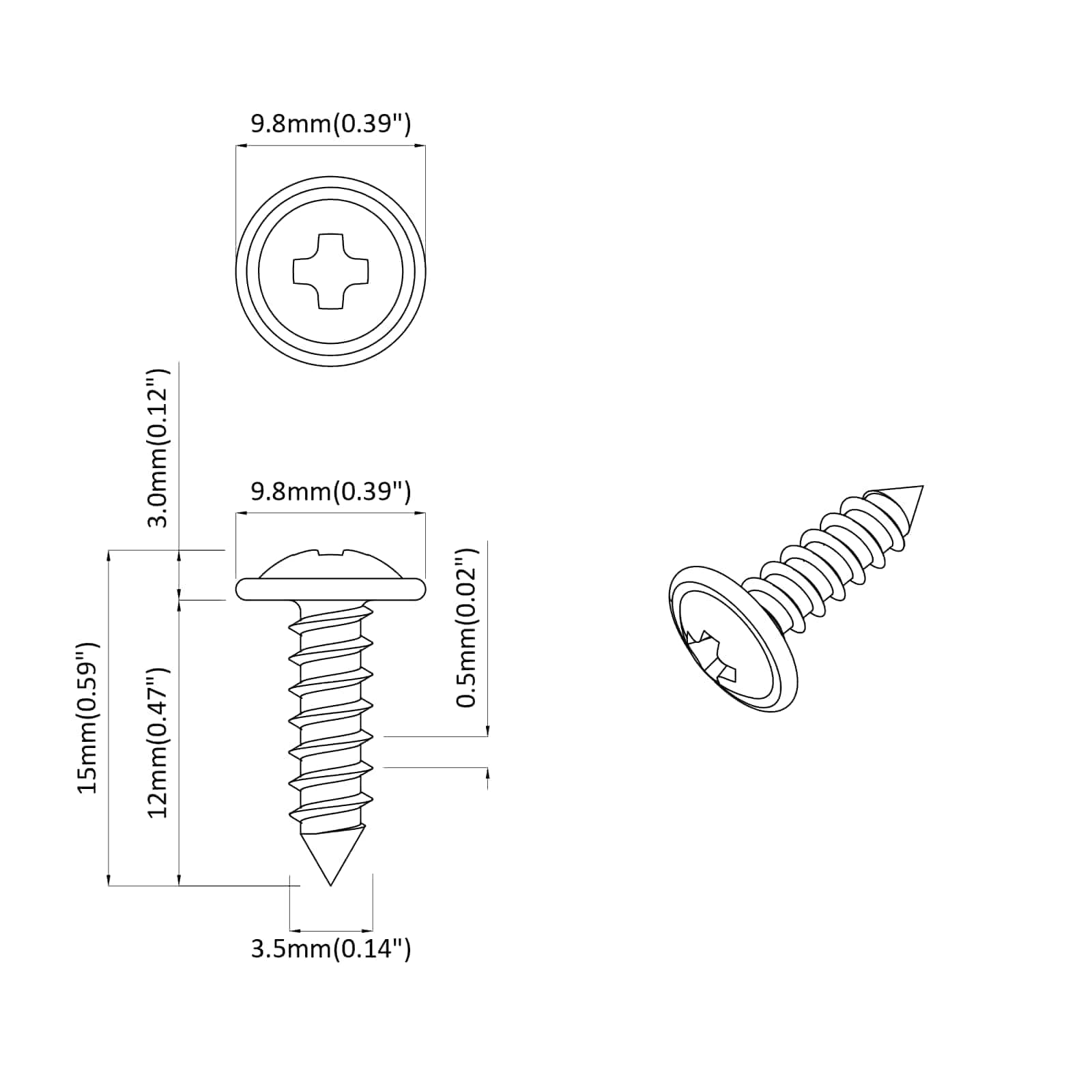 vidaXL Selbstschneidender Nagel 12 pcs Schwarz 3,5 x 12 mm Eisen