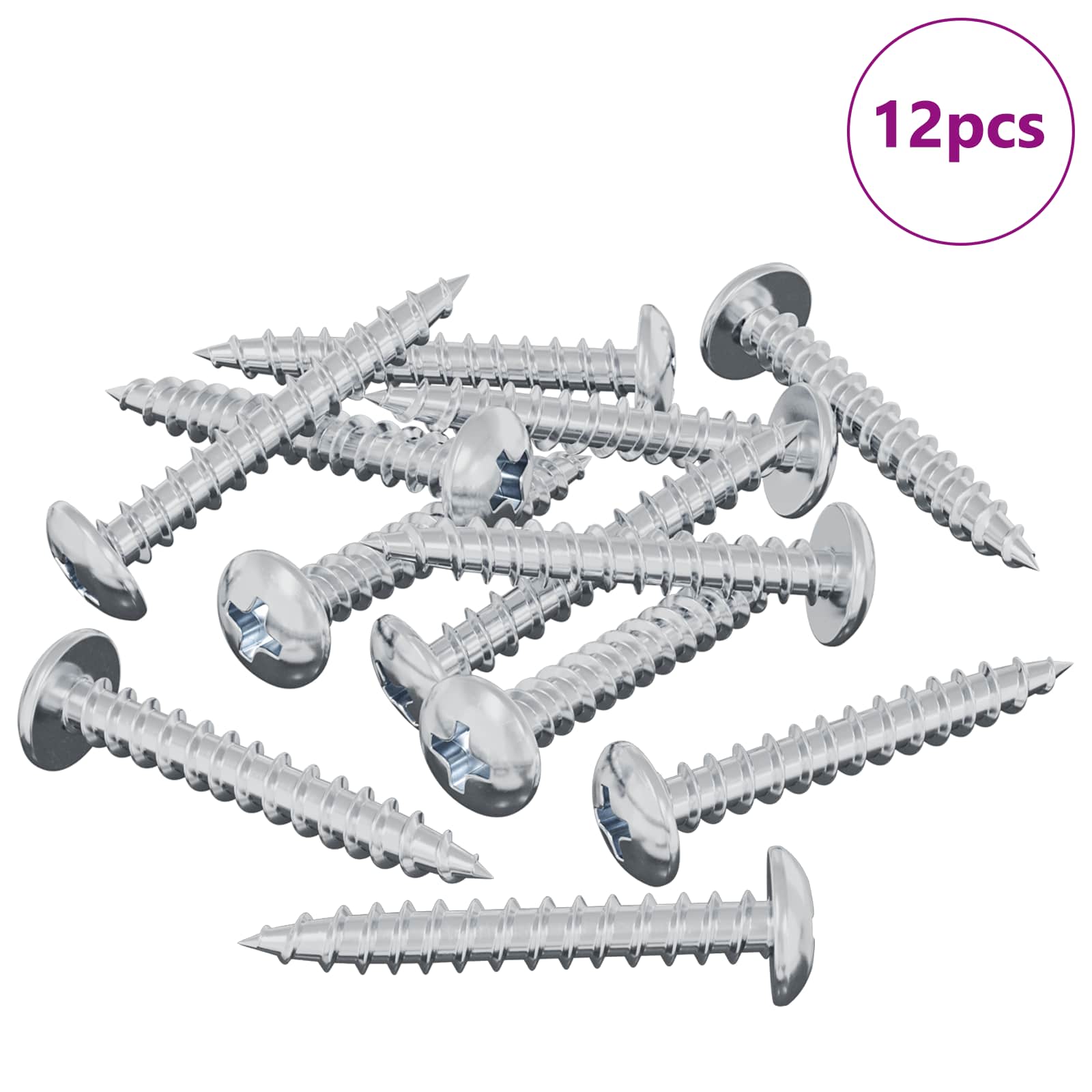 vidaXL Holzschraube 12 pcs Silber M4 x 28 mm Eisen