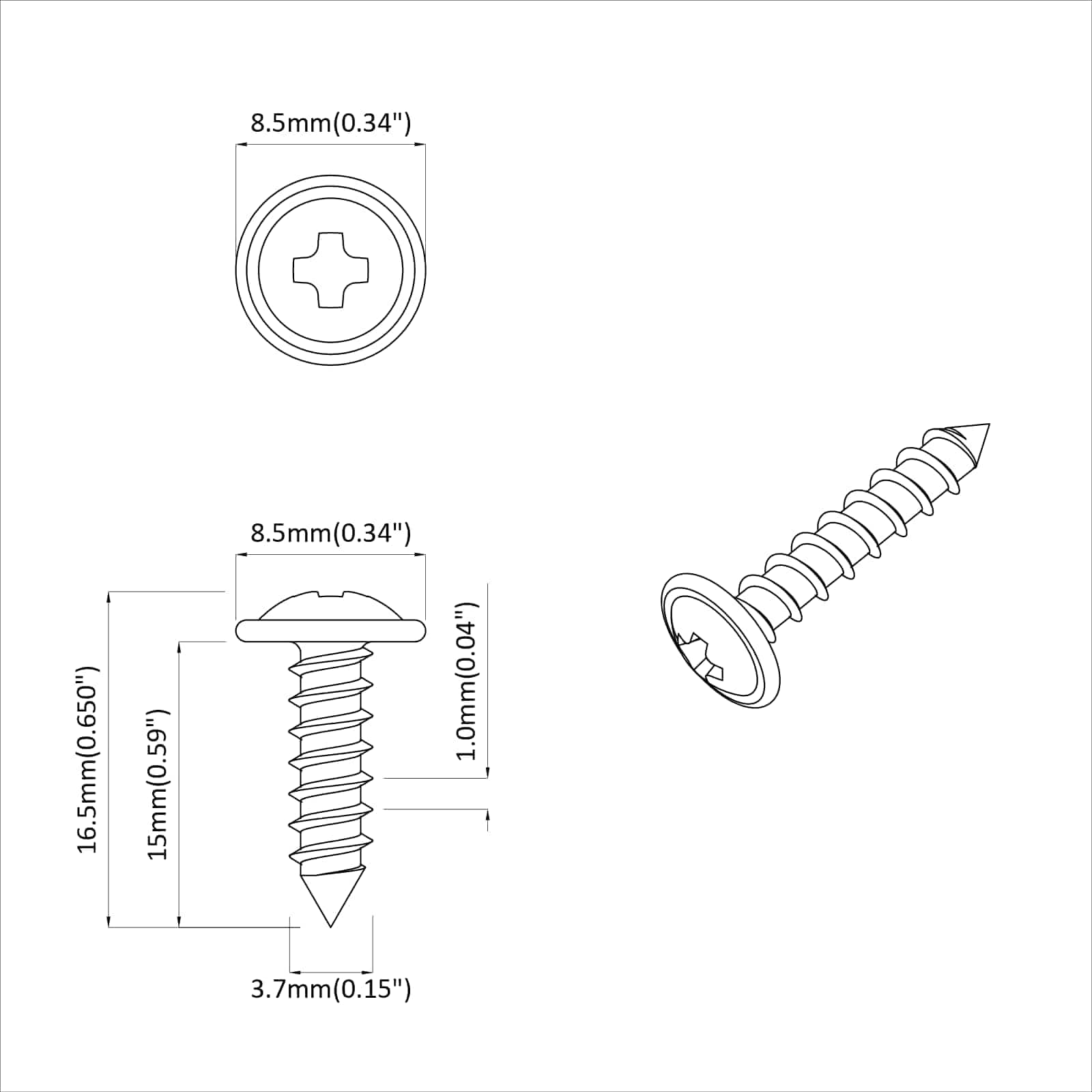 vidaXL Schraube 13636 pcs Silber M4 x 16 mm Stahl