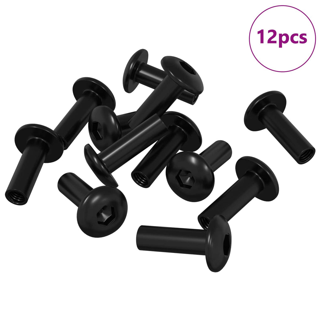 vidaXL Hülsenmuttern 12 pcs Schwarz M4 x 14,5 mm Metall