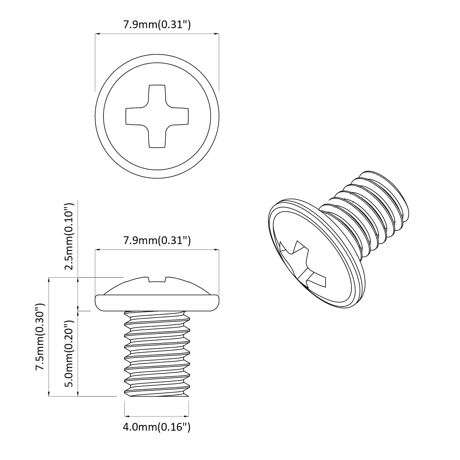 vidaXL Schloss-Schrauben 2 pcs Silber M4 x 5 mm Eisen