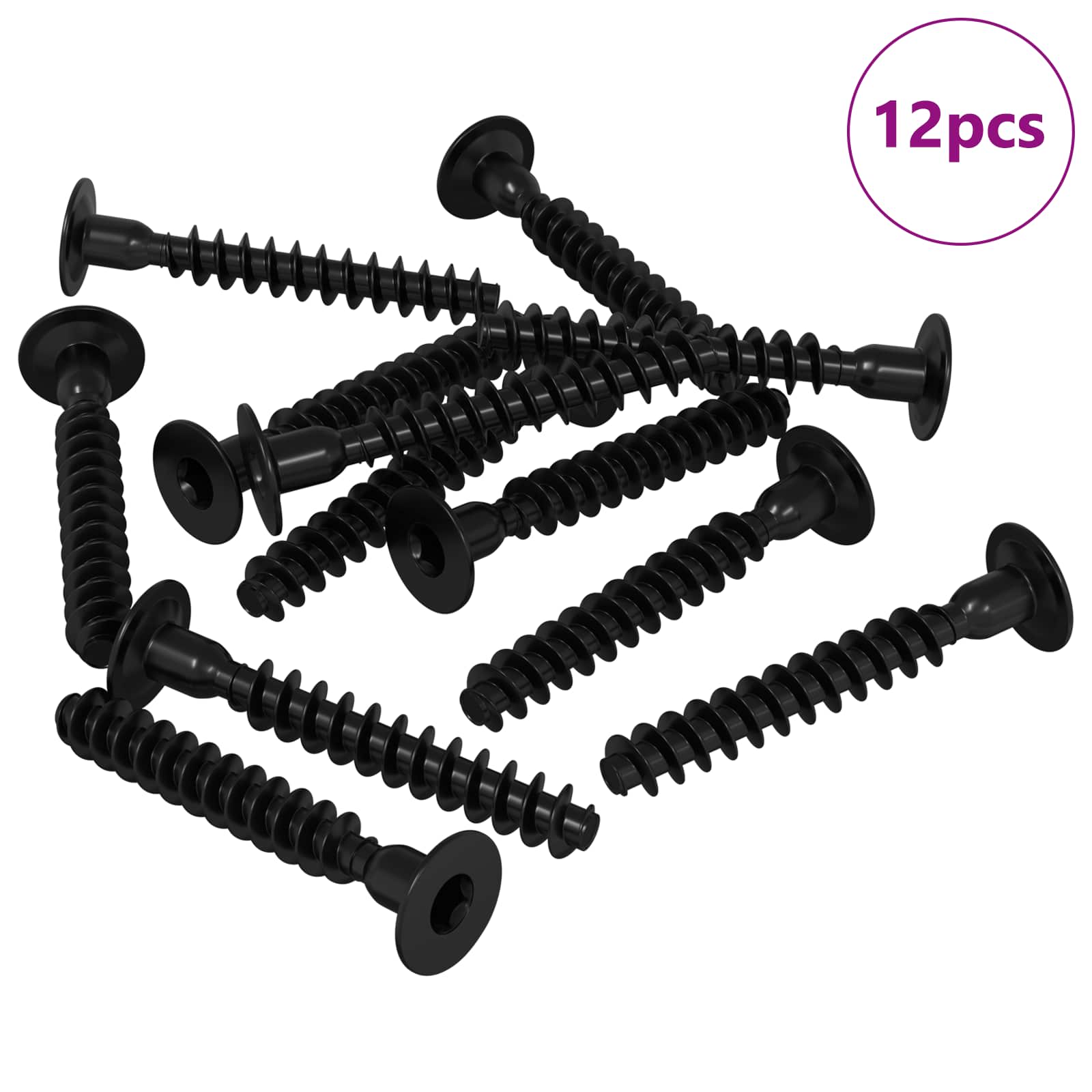 vidaXL Steckkappen-Schraube 12 pcs Schwarz M5 x 40 mm Eisen