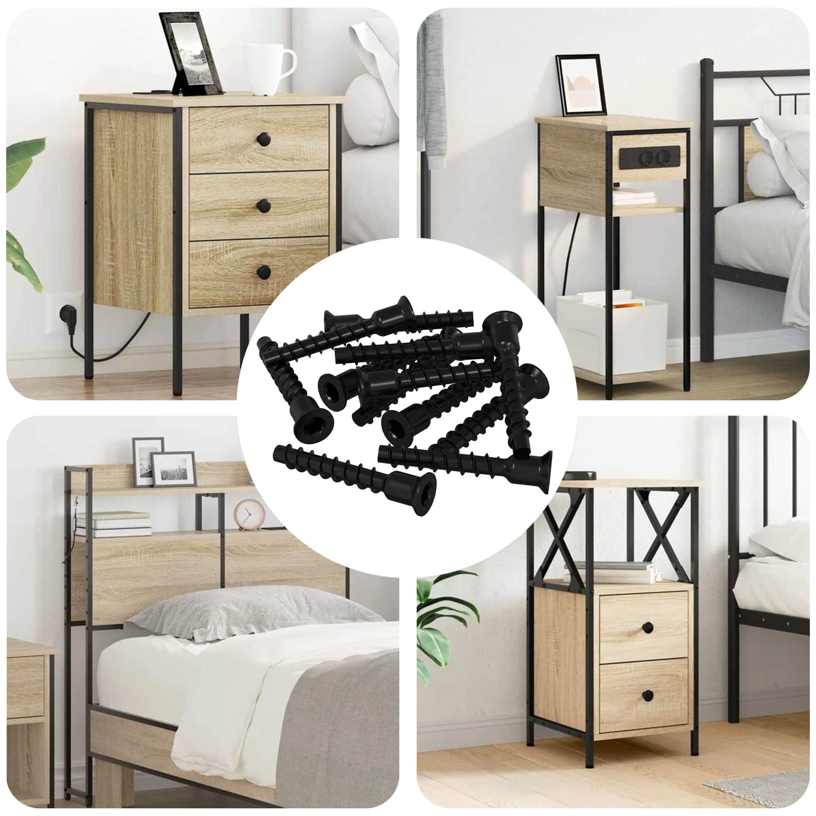 vidaXL Steckkappen-Schraube 3072 pcs Schwarz 7 x 40 mm Eisen
