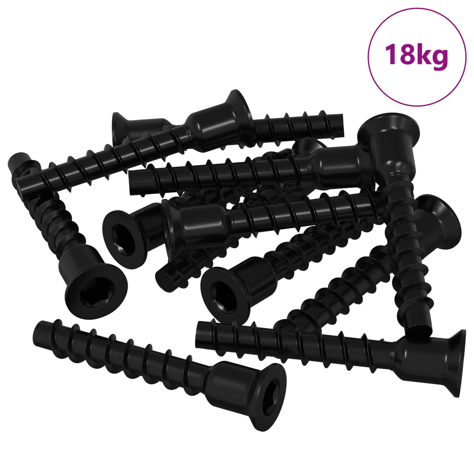 vidaXL Steckkappen-Schraube 3072 pcs Schwarz 7 x 40 mm Eisen