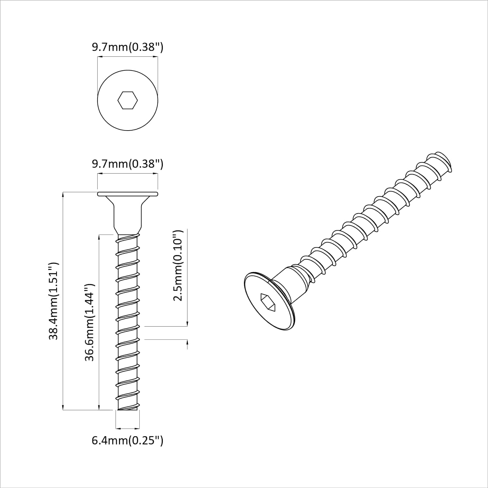 vidaXL Steckkappen-Schraube 3072 pcs Schwarz 7 x 40 mm Eisen