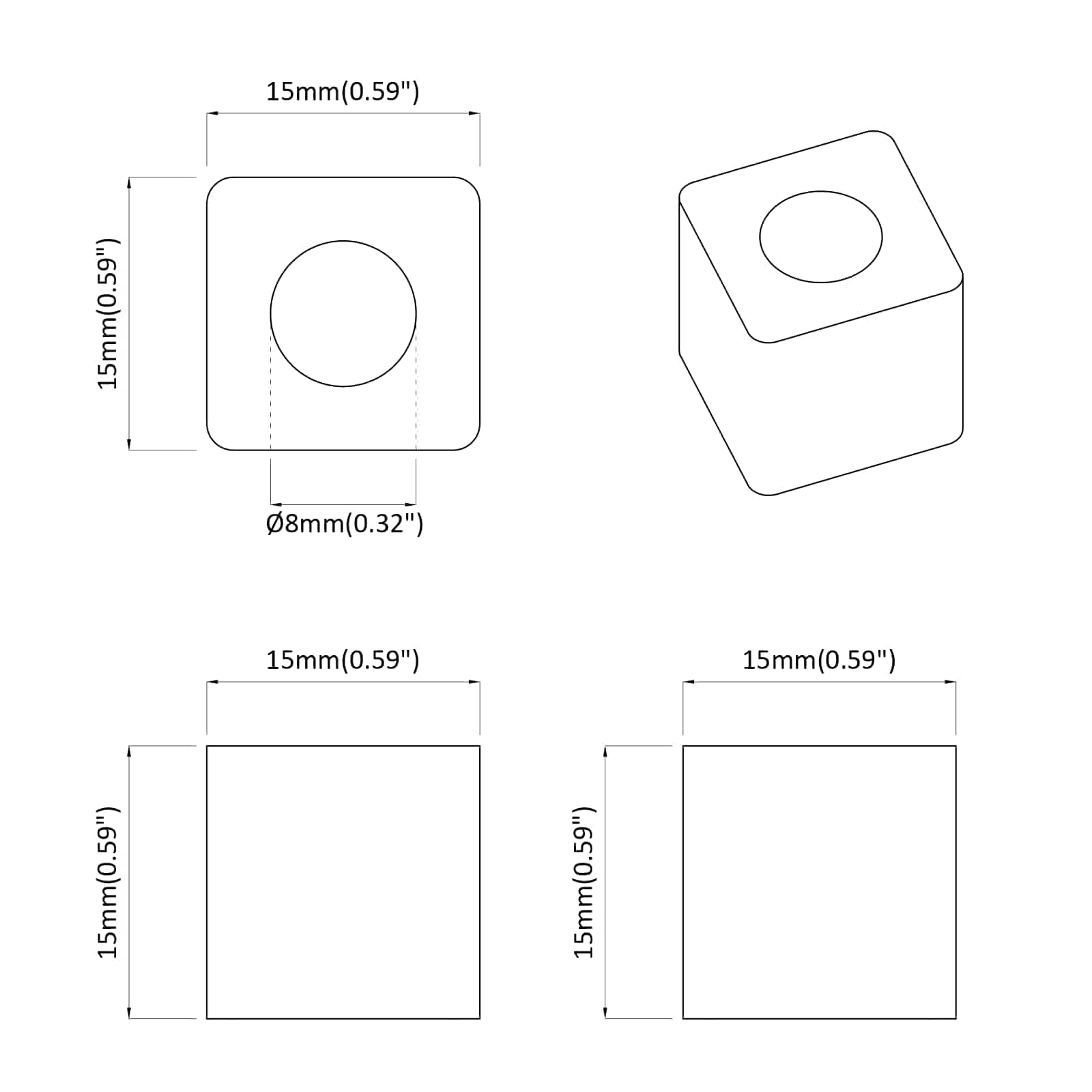 vidaXL Schubladenhalter 12 pcs Schwarz 15 x 15 x 15mm PP Copolymer