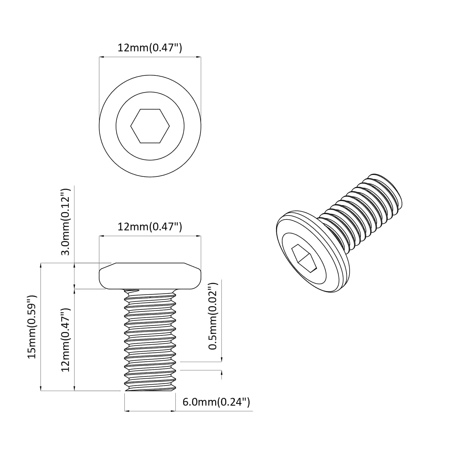 vidaXL Schraube mit Sperre Uni 2 pcs Silber M6 x 12 mm Stahl