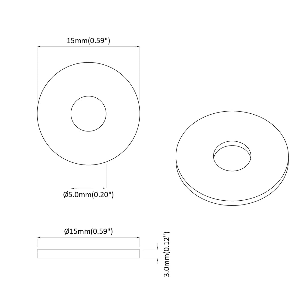 vidaXL geeignet für Flachscheiben 2 pcs Schwarz ∅15 x 3 mm