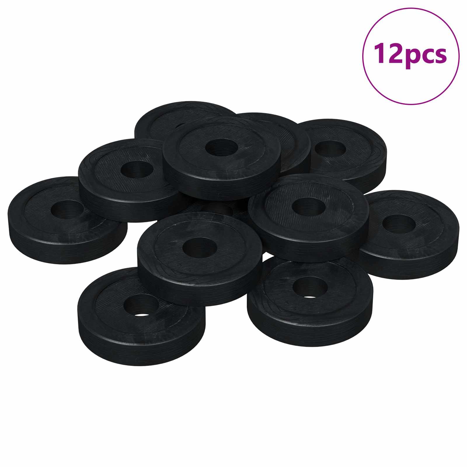vidaXL geeignet für Flachscheiben 12 pcs Schwarz ∅15 x 3 mm